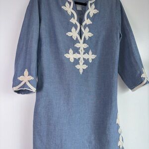 Blue Tunic with White Embroidery